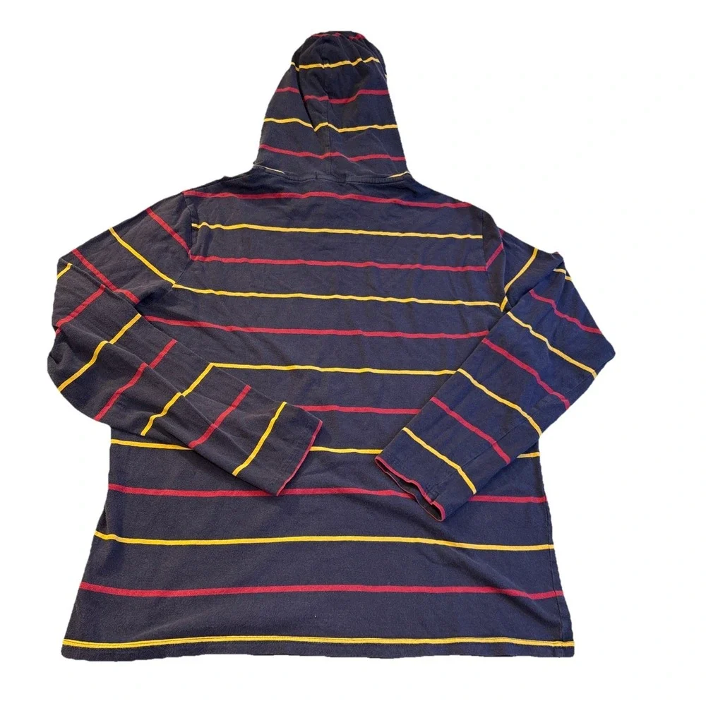 Vintage‎ Polo Ralph Lauren Blue Red Yellow Stripe Long Slv TshirtHoodie Men's M